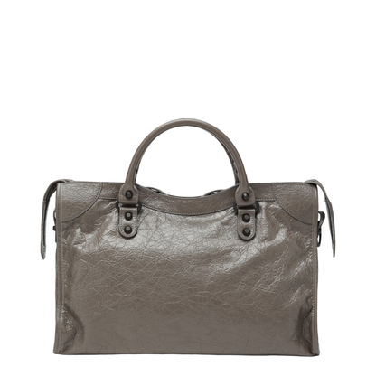 City Medium Handbag in Dark Walnut Leather - Image 2