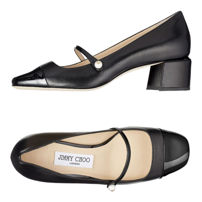Black Nappa and Patent Leather Pumps - Image 3