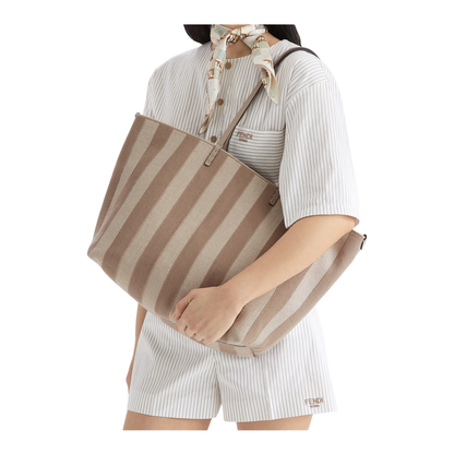 Roll Large Canvas Shopper Bags - Beige - Image 5