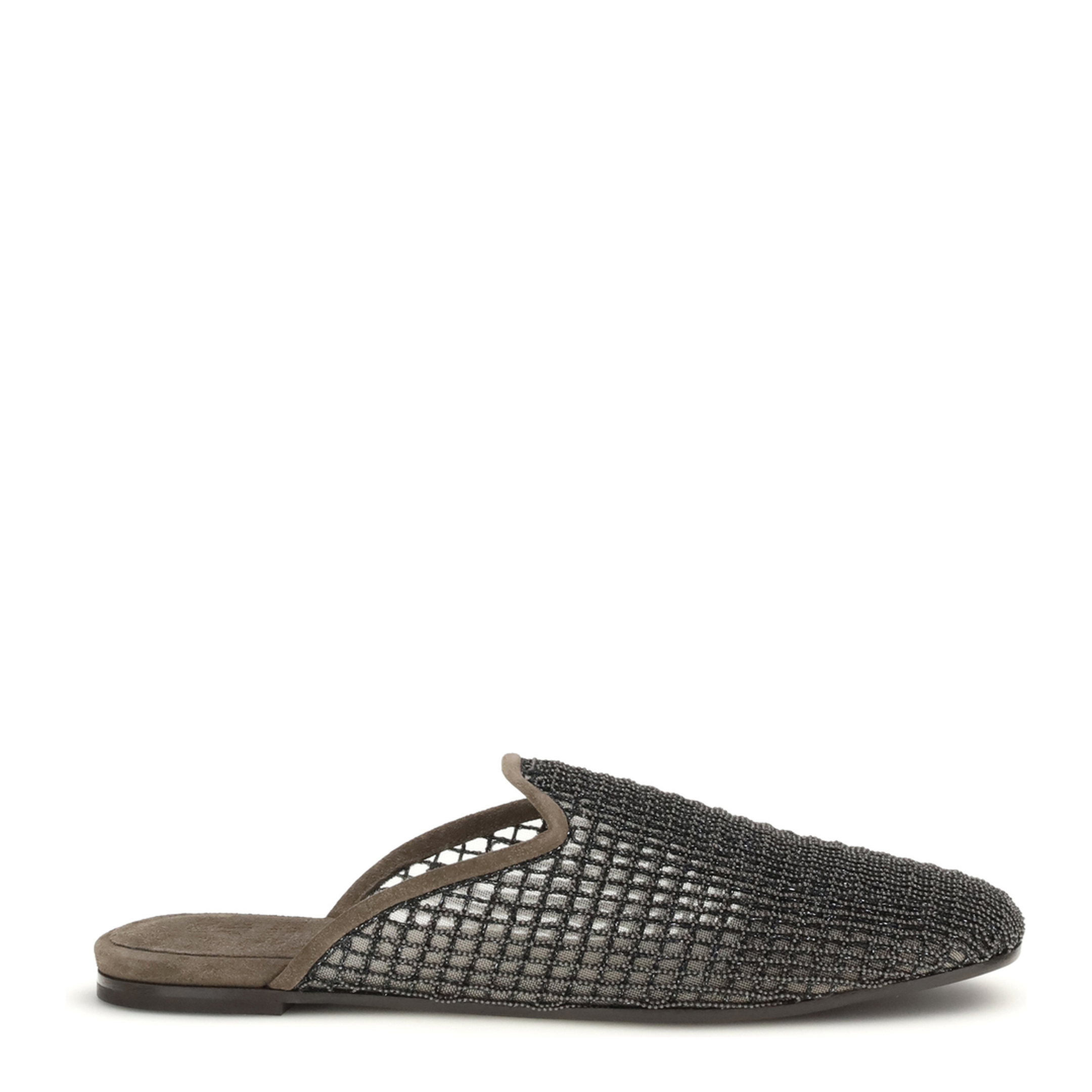 Suede Mules with Precious Net Embroidery - Image 1