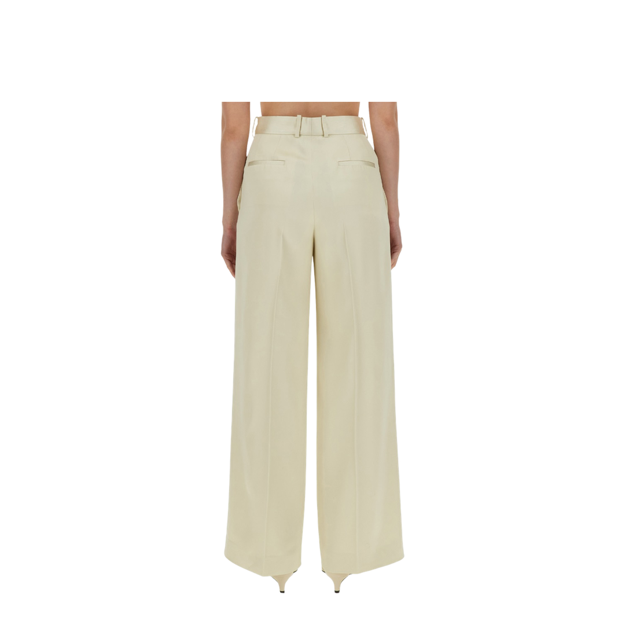 High Waisted Tailoring Pants Silk Beige - Image 3