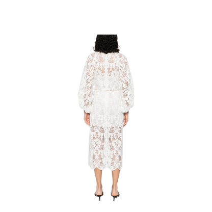 Coco Lace Midi Dress in White - Image 3