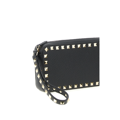 Rockstud Clutch Bag Leather Black - Image 3