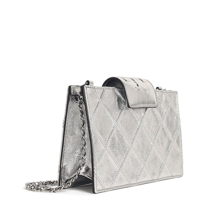 Fleming Mini Calfskin Crossbody - Silver - Image 2