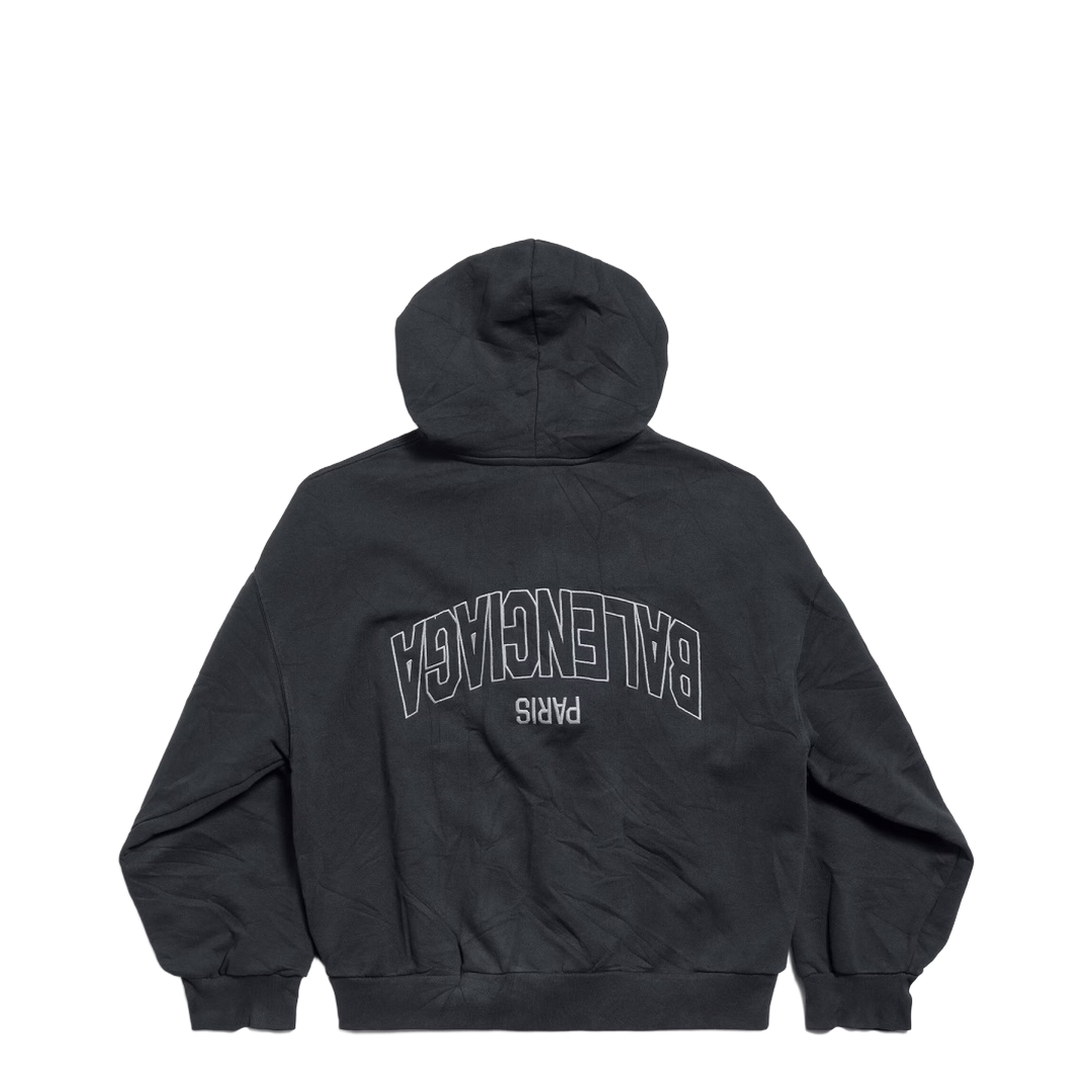 Flipped Uni Zip-up Hoodie Regular Fit in Black Faded - Image 4
