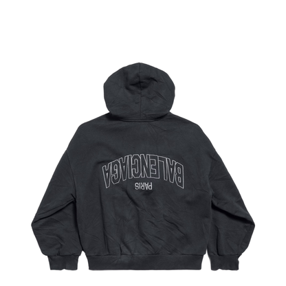 Flipped Uni Zip-up Hoodie Regular Fit in Black Faded - Image 4