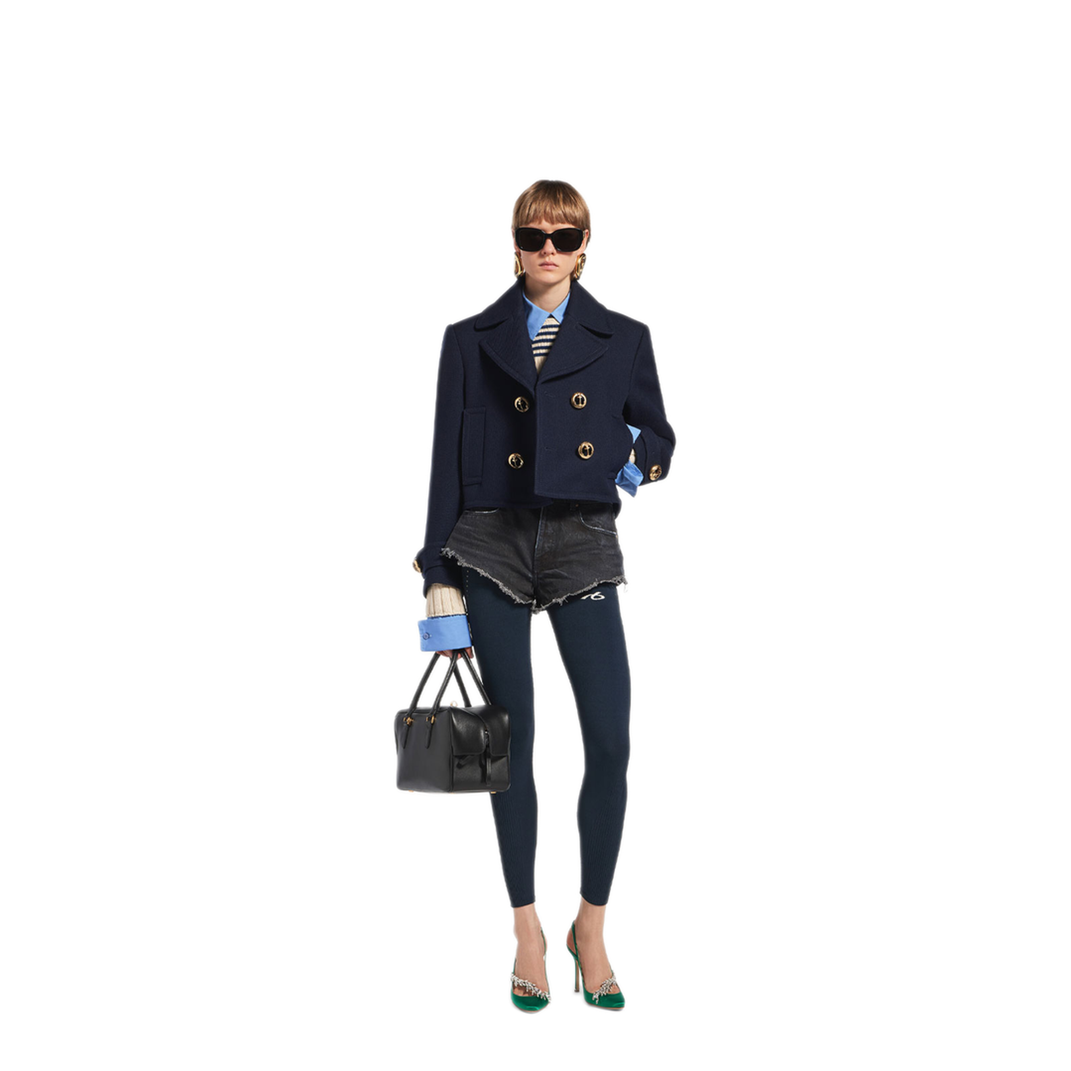 Cropped Peacoat in Textured Wool - Image 2