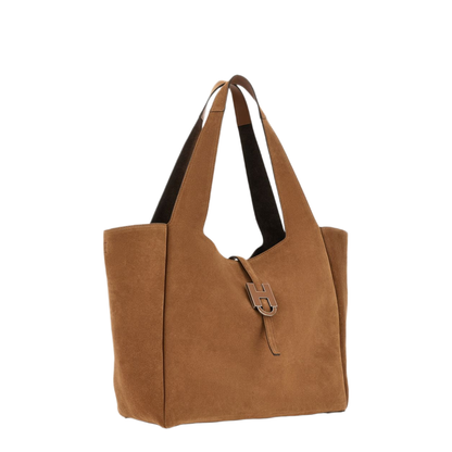 Calf Suede Shopping Bag - Luggage Brown - Image 2