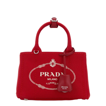 Jardinière Mini Cotton Canvas Handbag - Red - Image 1