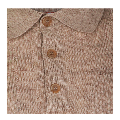 Ribbed Button Polo Shirt Brown - Image 7