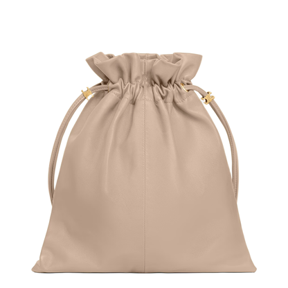 Crystal Pouch Small Leather Bucket Bag In Neutral - Image 3