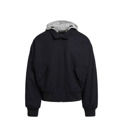 Navy Wool Hooded Jacket - Image 1