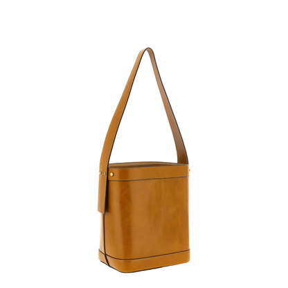Pivot Small Calf Leather Bucket Bag - Camel - Image 2