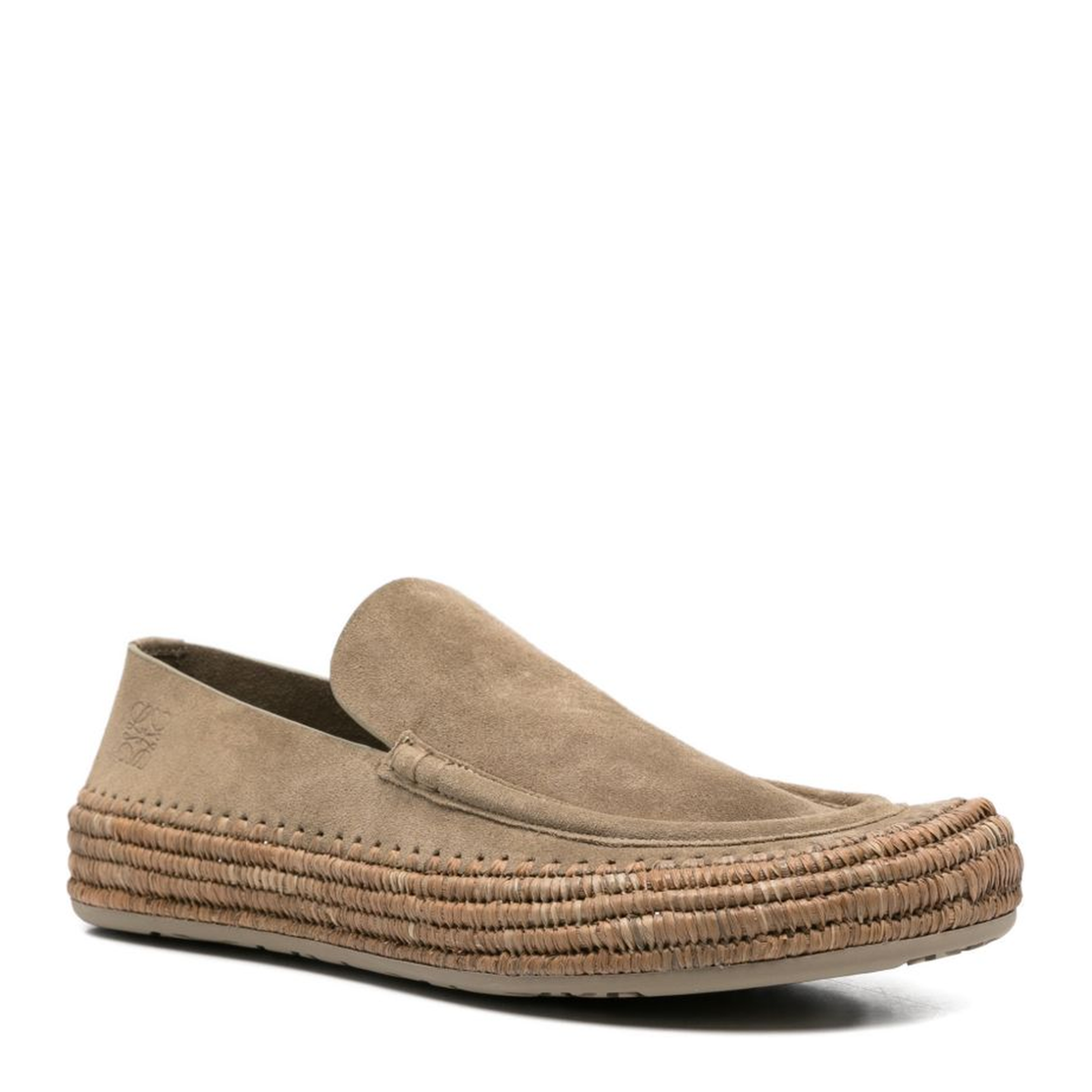 Rio Loafers In Suede And Raffia Stone Grey - Image 3