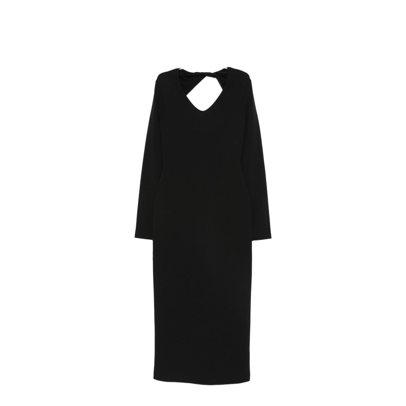 Black Dress with Long Sleeves and Knot Detail - Image 1