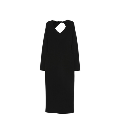 Black Dress with Long Sleeves and Knot Detail - Image 1