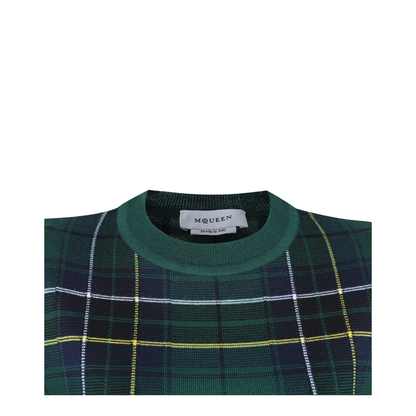 Wool Tartan Jumper Dark Green Blue - Image 5