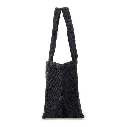 JP Monogram Large Raffia Trapeze Tote - Navy Black - Image 3