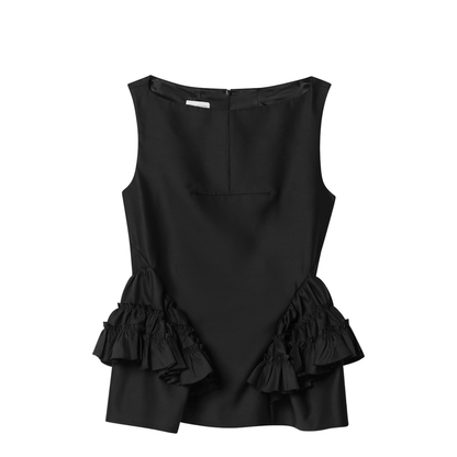 Black Wool And Silk Ruffled Top - Image 1