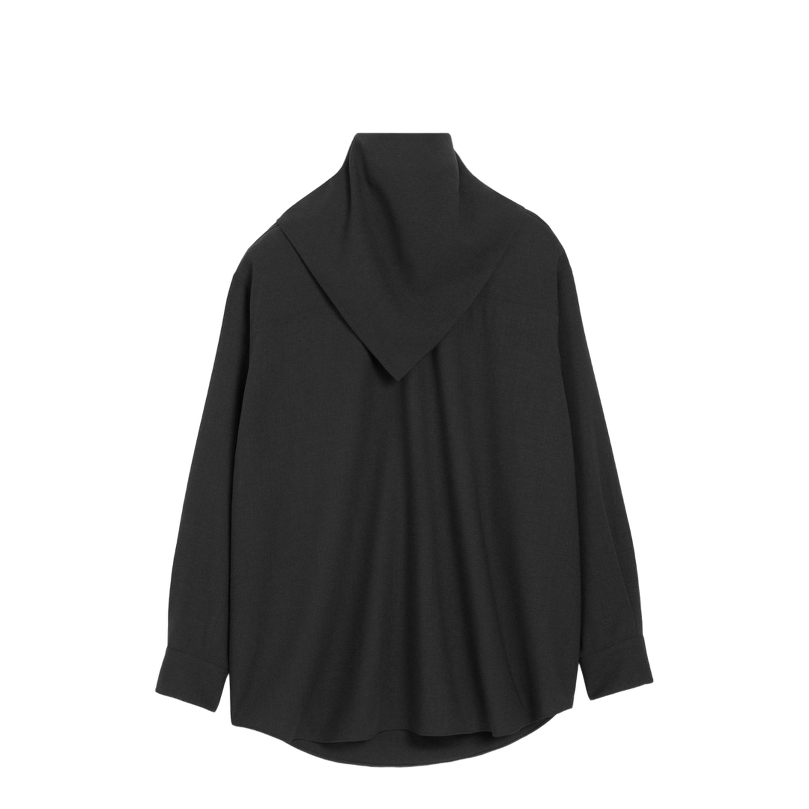 Black Wool Long Sleeves Bandana Blouse - Image 1