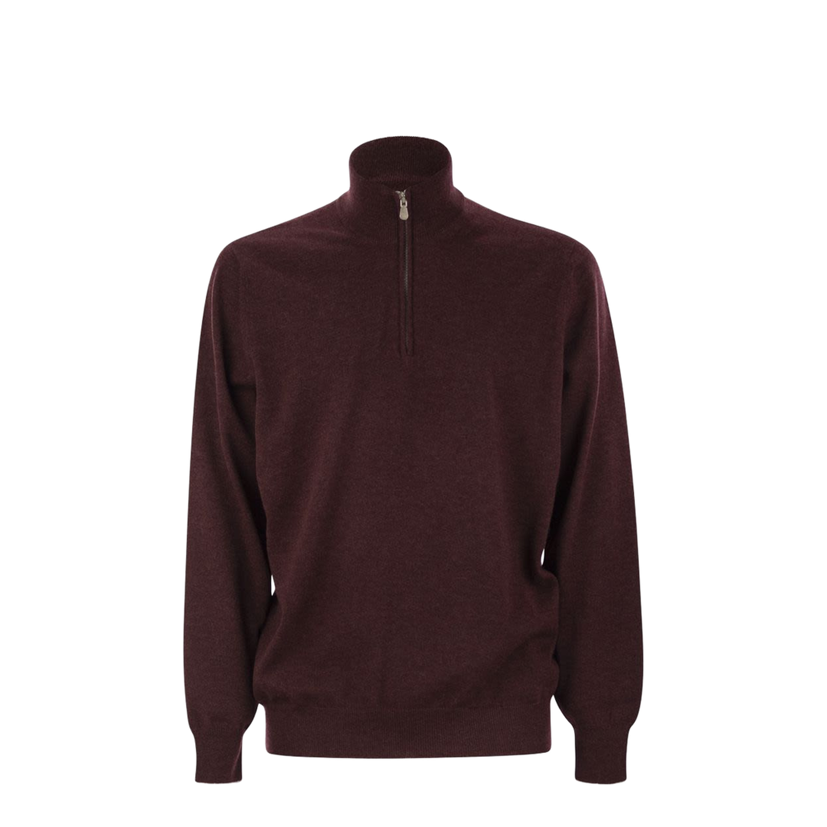 High-necked cashmere sweater with zip opening - Image 1