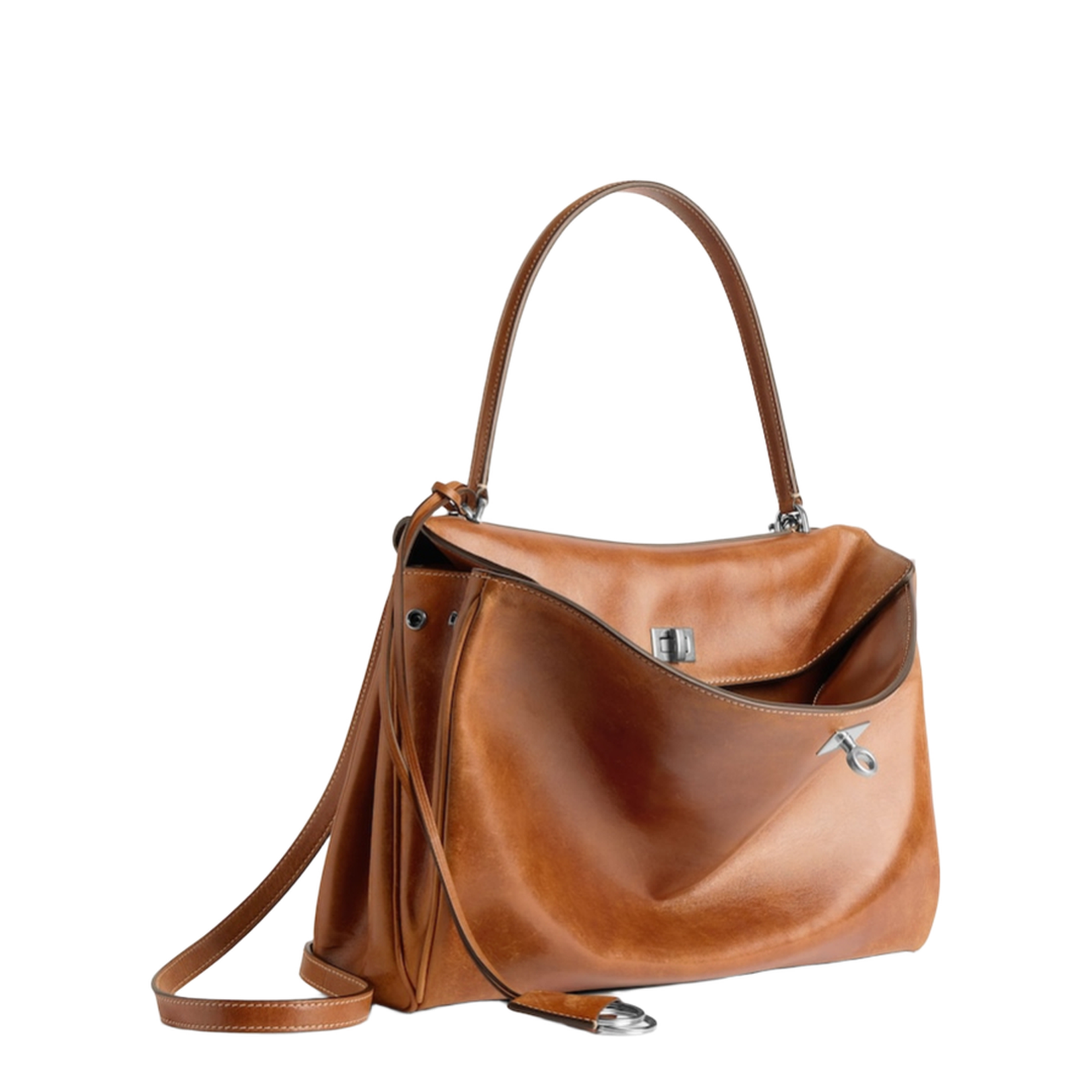 Caramel Leather Medium Rodeo Handbag - Image 2