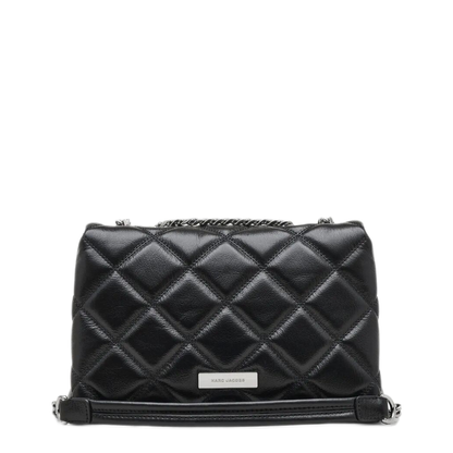 Slim Dual Convertible Leather Shoulder Bag - Black - Image 2