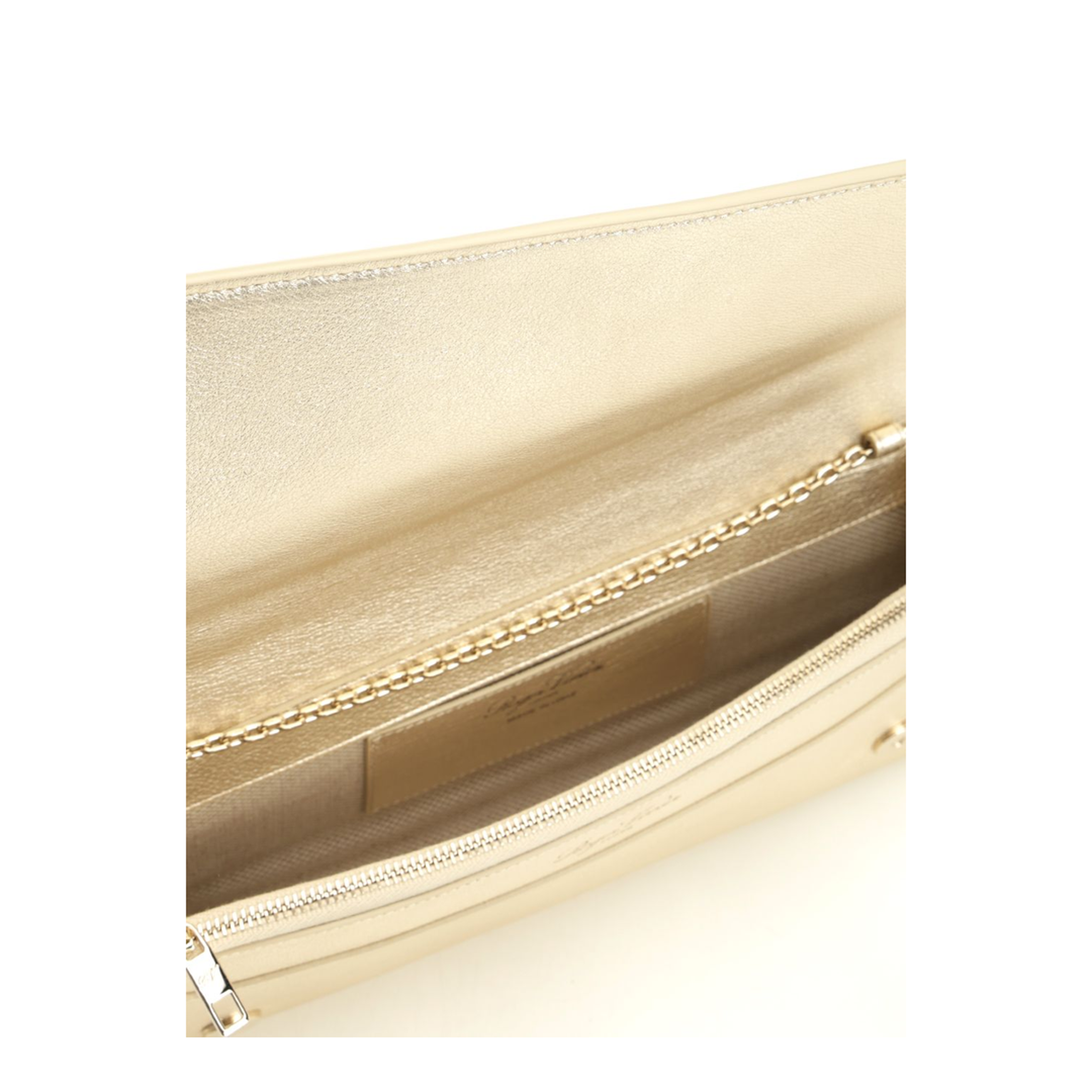 Belle Chain Leather Clutch - Gold - Image 3