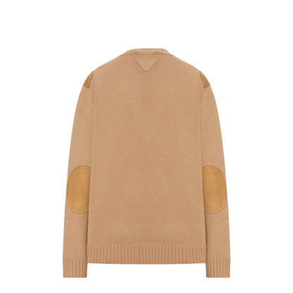 Suede-Panel V-Neck Wool Sweater - Image 2