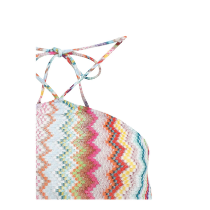 Short Jumpsuit in Lamé Viscose with Pixel-Effect Zigzag Pattern - Image 3