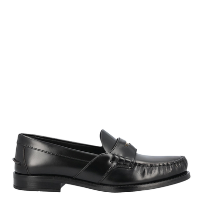 Black Brushed Leather Loafers - Image 1