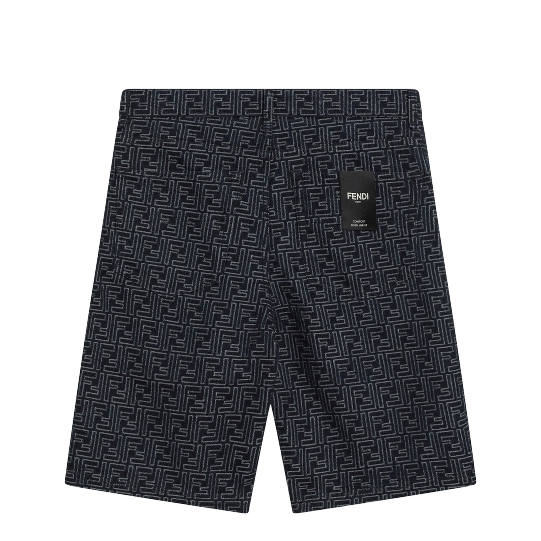 Jacquard FF Blue Denim Shorts - Image 2
