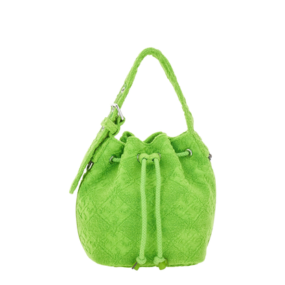 T Monogram Mini Cotton Bucket Bag - Green - Image 1