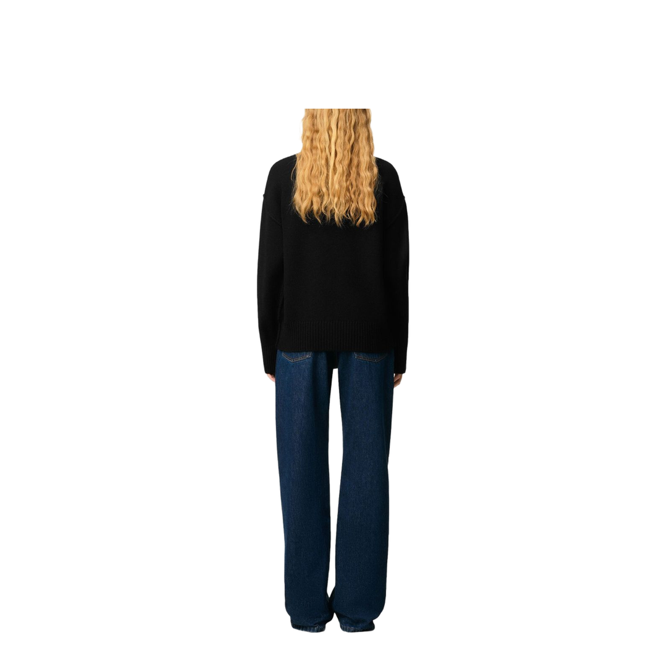 Black Wool De Coeur Crewneck Sweater - Image 4