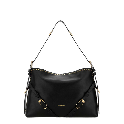 Voyou Studded Buckle Medium Shoulder Bag - Black - Image 4