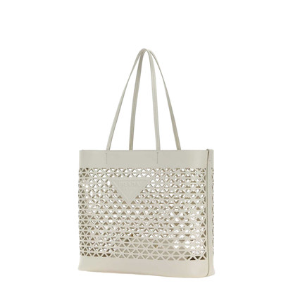White Leather Shopping Bag - Image 4