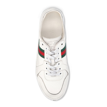 Stretch Low-Top Trainer in White Leather - Image 4