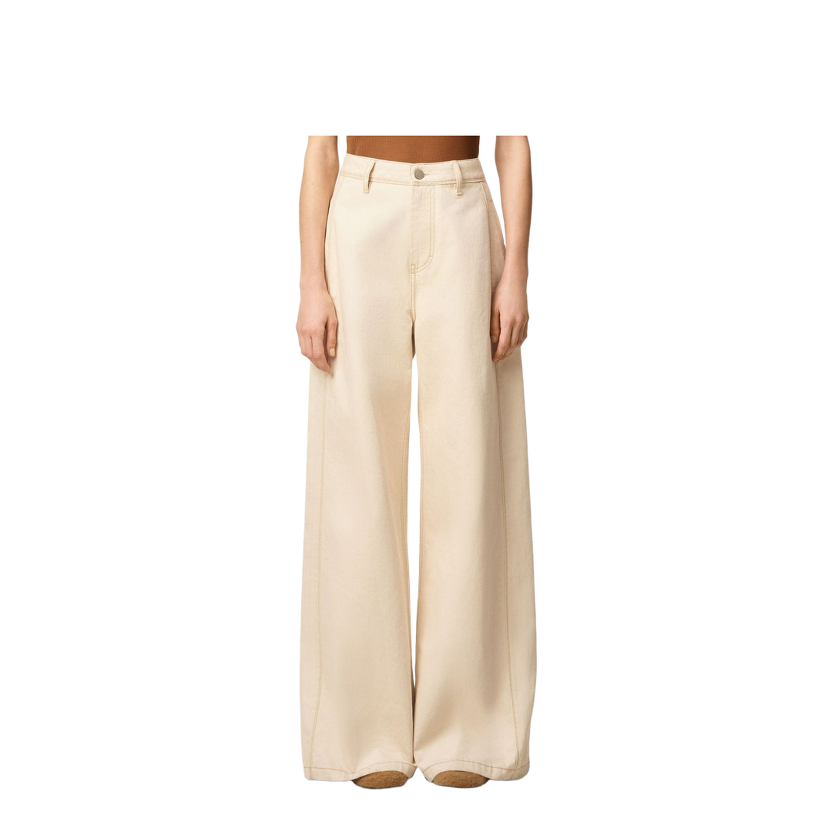 White Cotton Super Wide Fit Jeans - Image 5