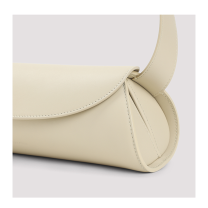 Beige Leather Small Cannolo Shoulder Bag - Image 4