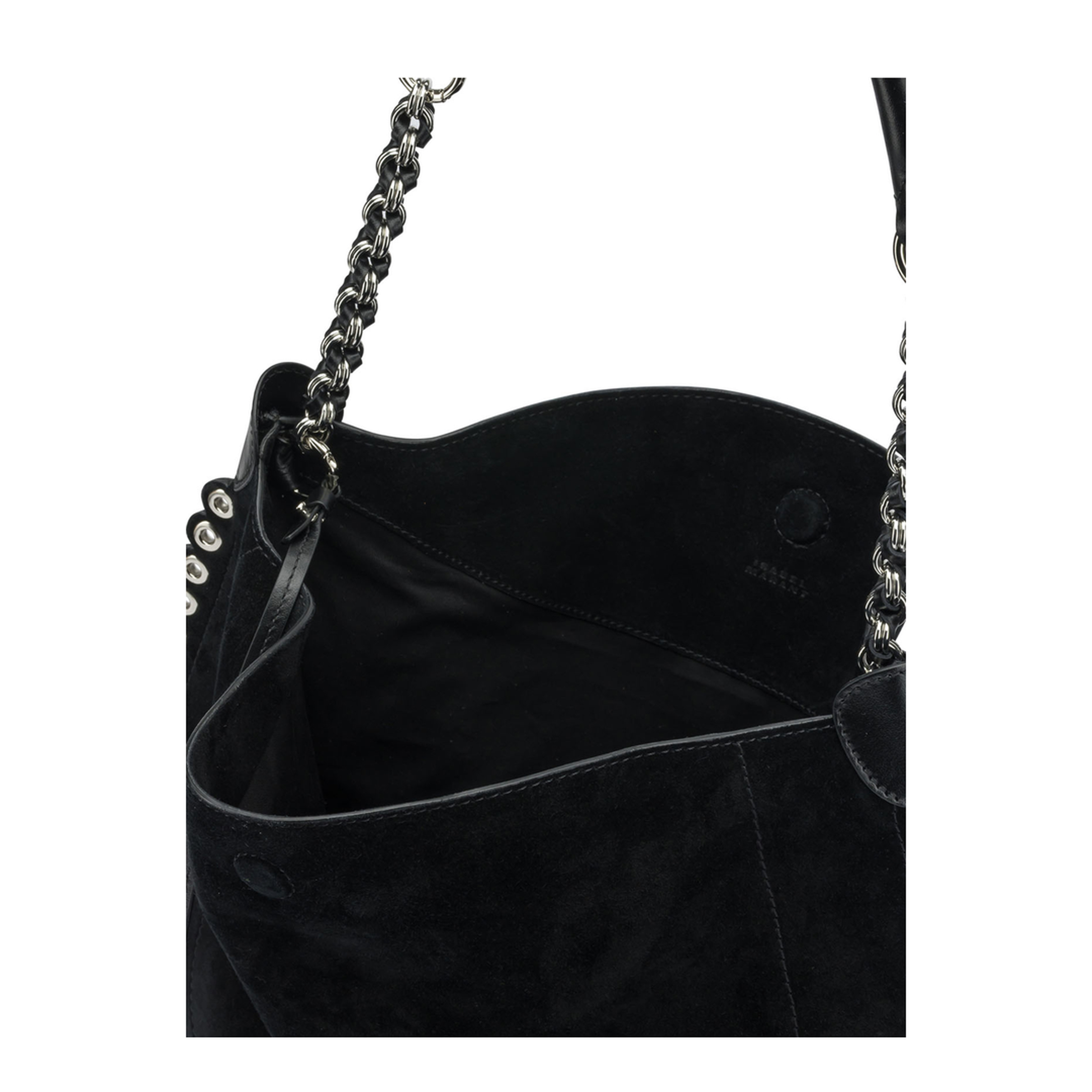 Oskan Suede Calfskin Leather Shoulder Bag - Black/Silver - Image 5
