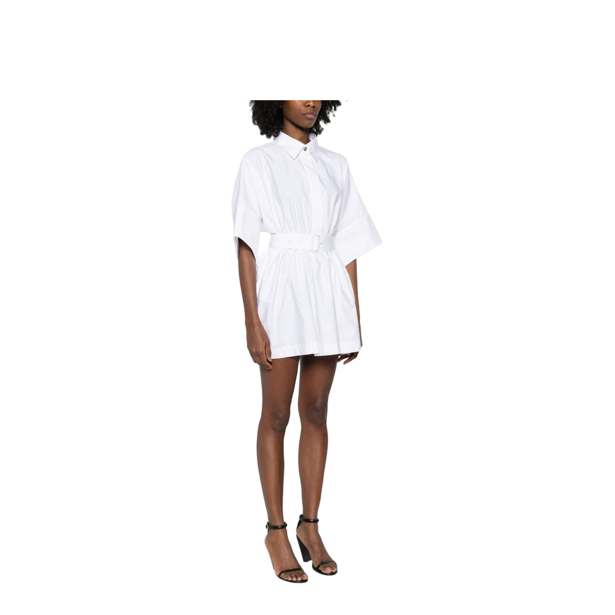 Mini Chemisier Dress in White Poplin - Image 2