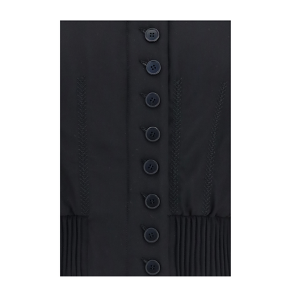 Buttoned Bomber Jacket With Visible Stitching - Image 3