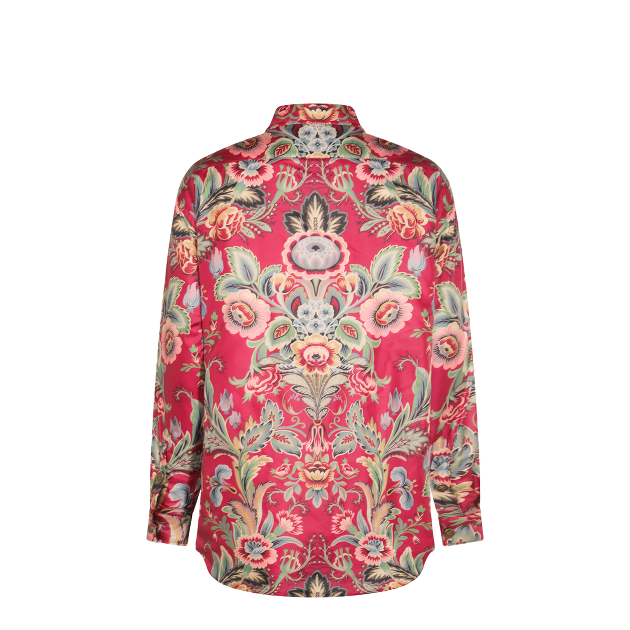 Floral Print Shirt Coat Red - Image 3