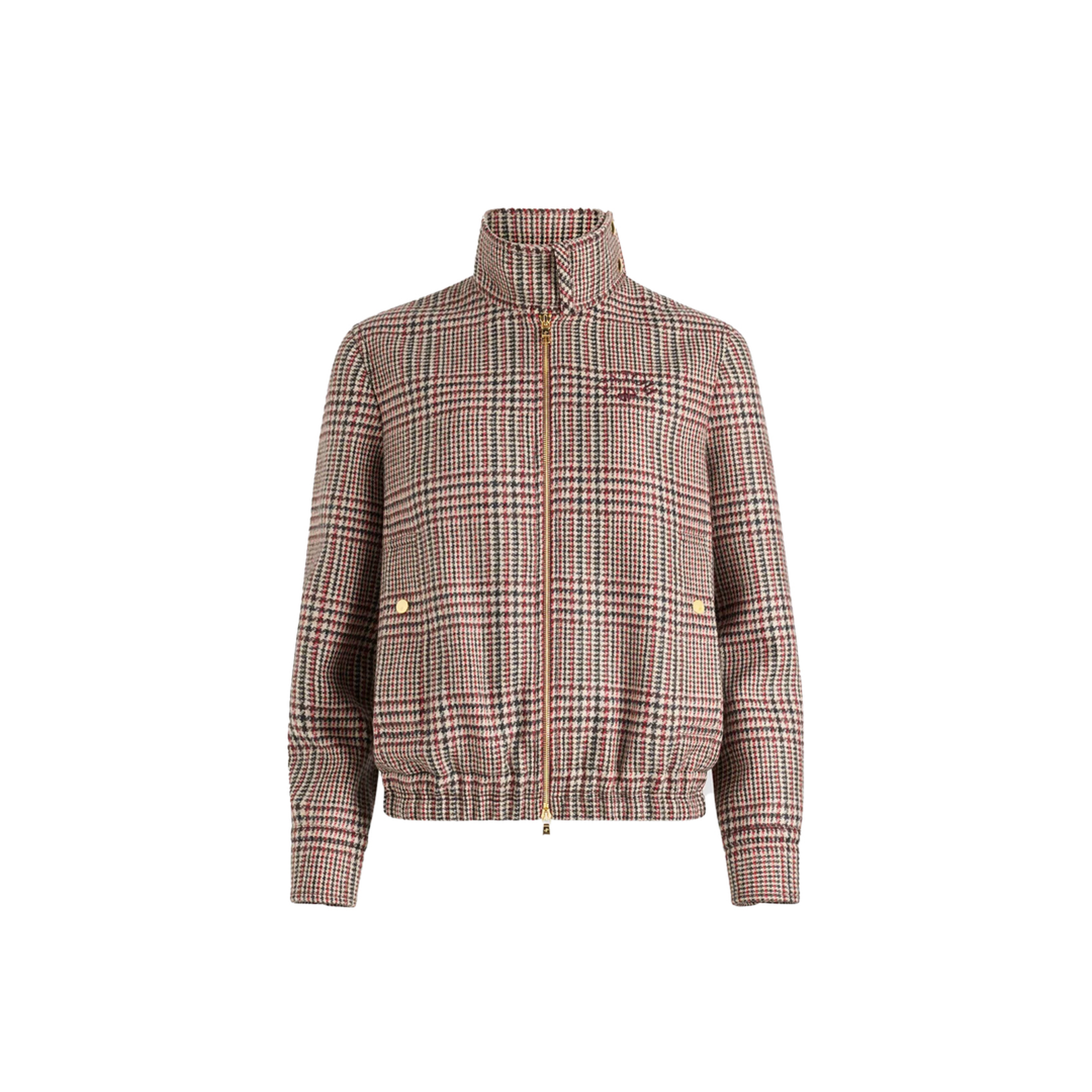 High Neck Bomber Jacket in Sustainable Wool Flannel - Image 1