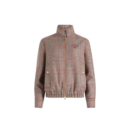 High Neck Bomber Jacket in Sustainable Wool Flannel - Image 1