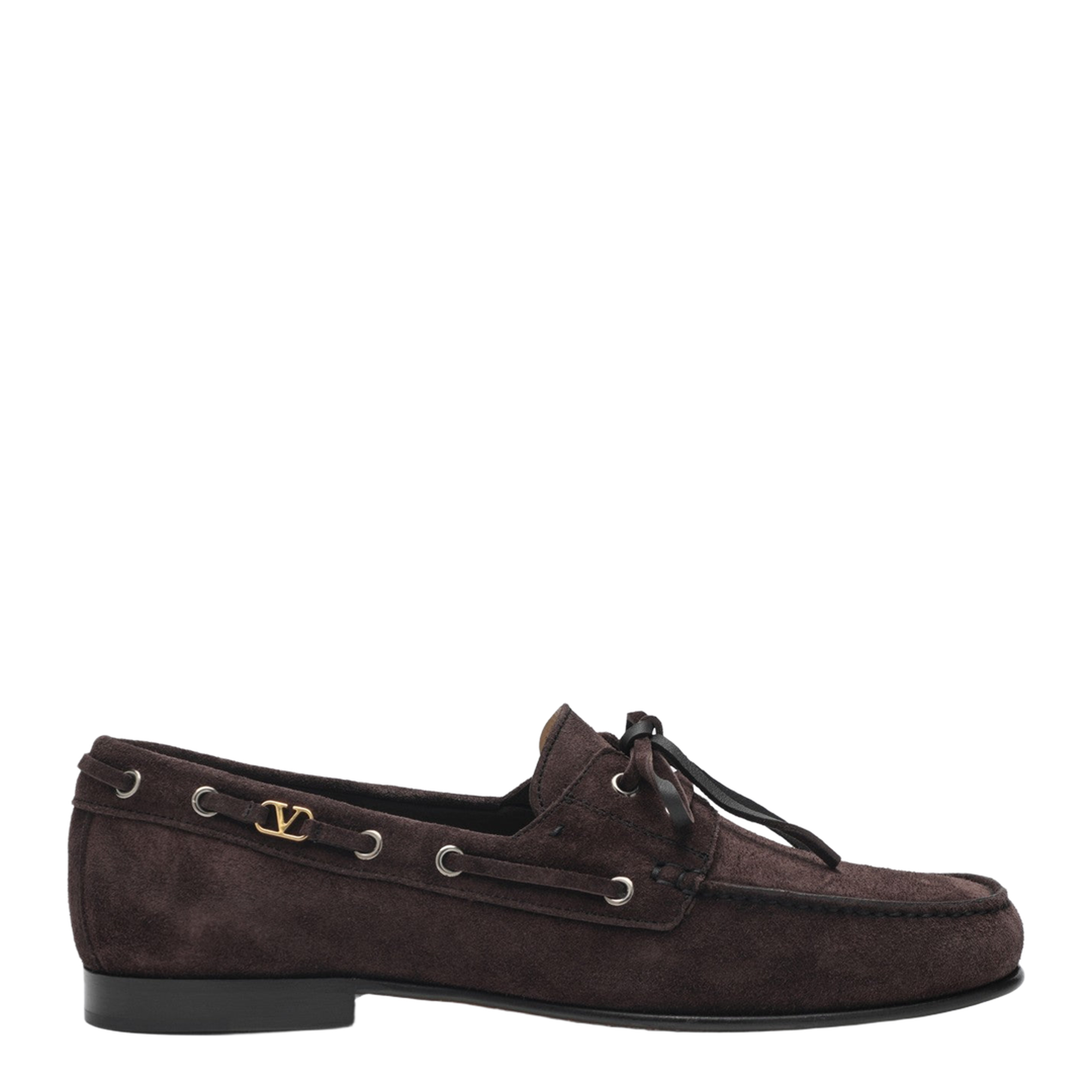 Brown Suede Lace-Up Loafers - Image 1