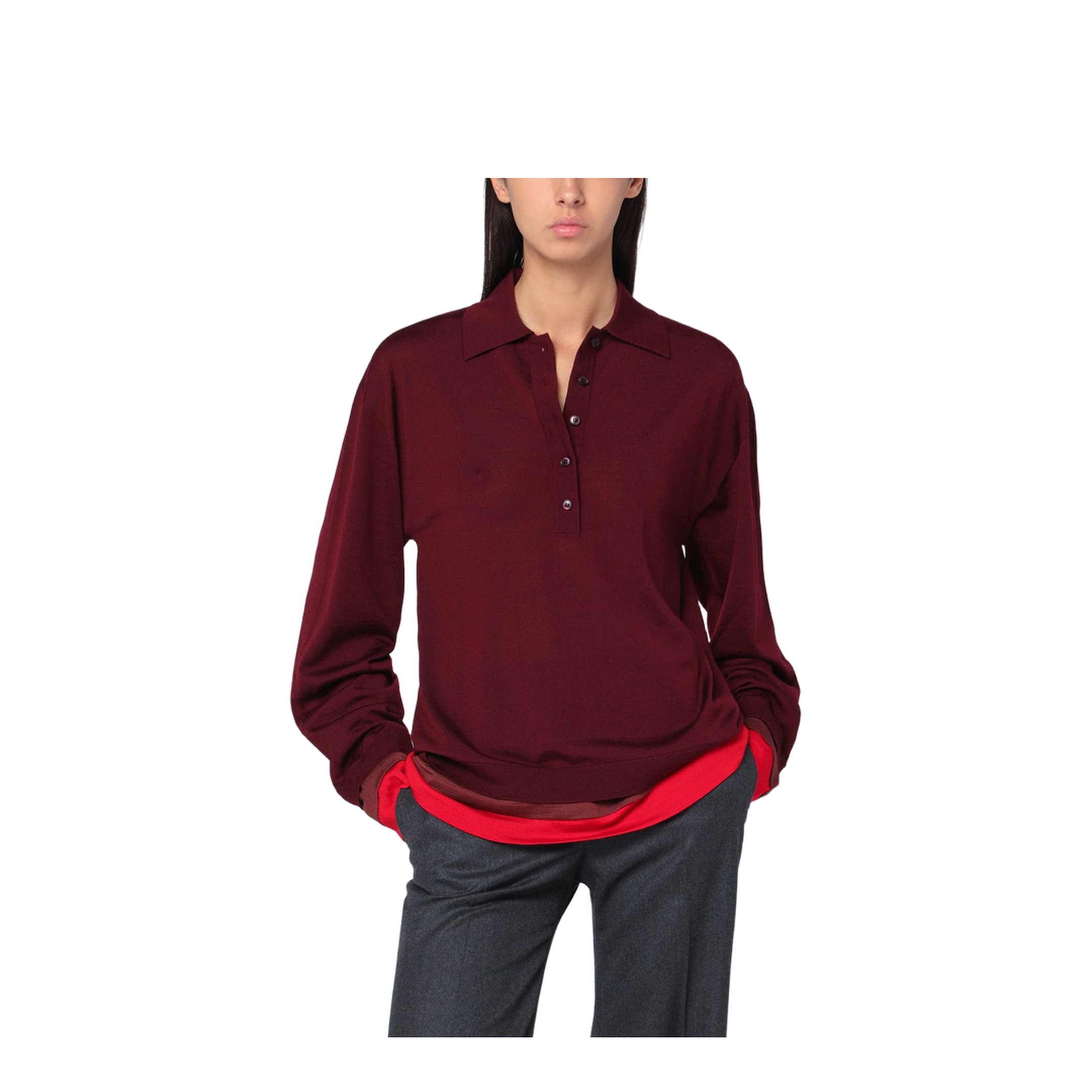 Layered Bordeaux Wool Polo - Image 1