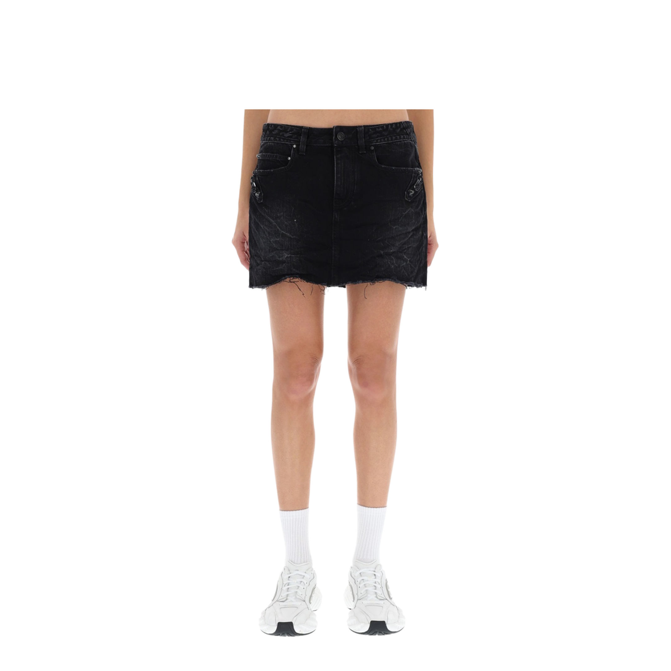 Black Denim City Mini Skirt - Image 1