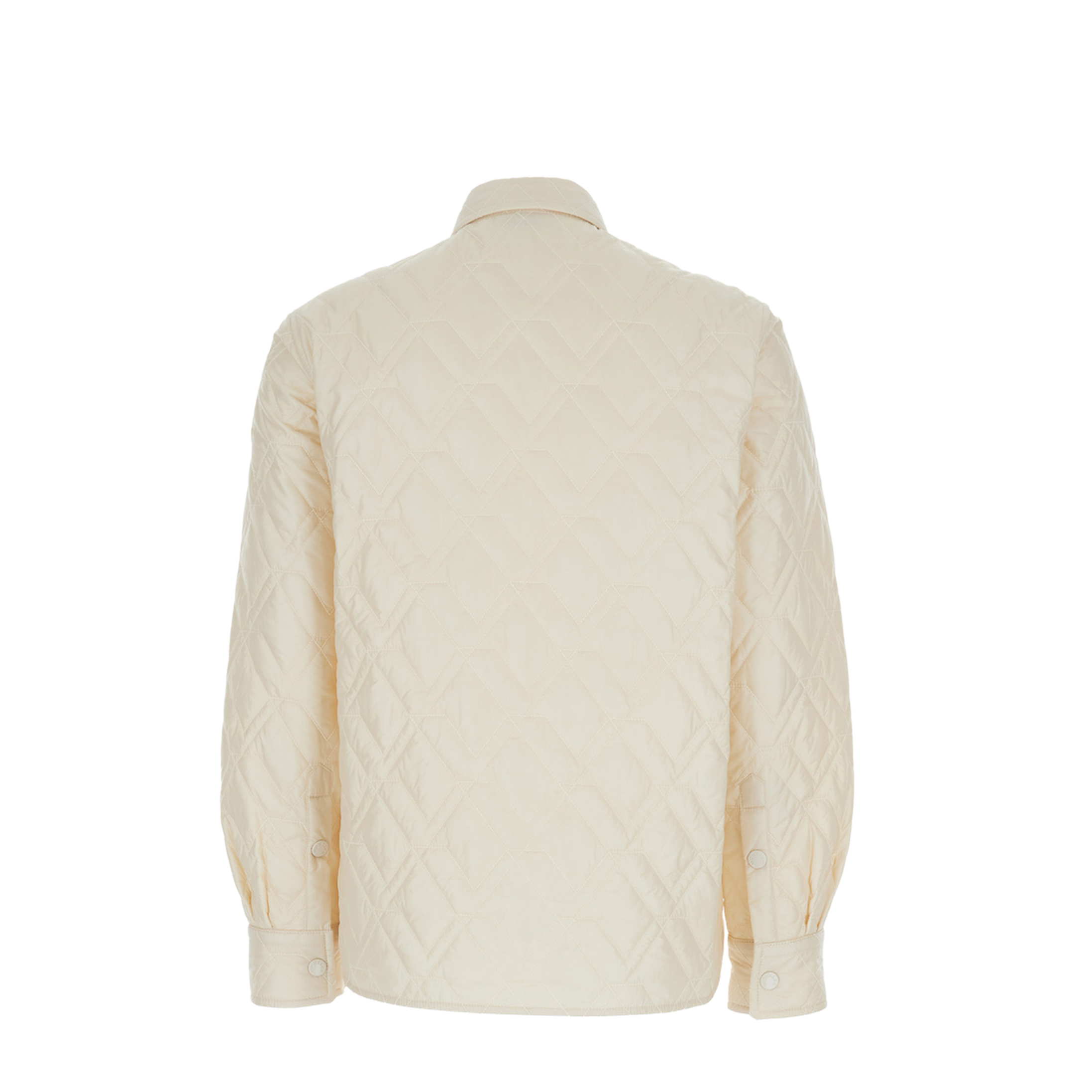 White Ivory Diamond Quilted Padded Shirt Jacket - Image 2