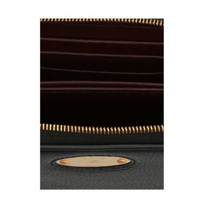 Plaque Small Classic Grain Leather Zip-Around Purse - Black - Image 3